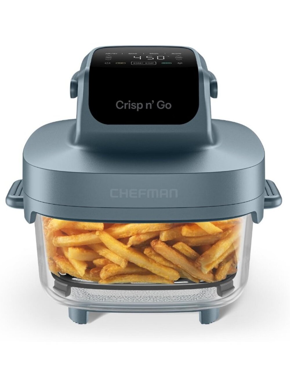 4 Qt Glass Air Fryer - 4-in-1 Multi-Function, PFAS-Free Bowl & Rack, Easy Clean